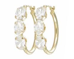 10k Yellow Gold Hoop Cubic Zirconia Earringsyellow 