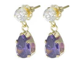 10k Yellow Gold Amethyst Earringsyellow 