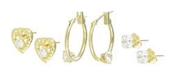 10k Yellow Gold Hoop Cubic Zirconia Earringsyellow 
