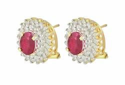 10k Yellow Gold Ruby Diamond Earringsyellow 