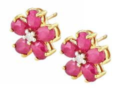 10k Yellow Gold Ruby Diamond Earringsyellow 