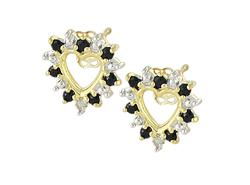 10k Yellow Gold Sapphire Heart Shaped Diamond Earringsyellow 