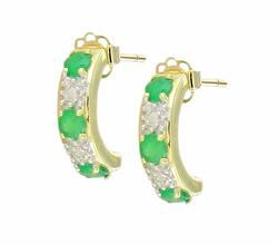 10k Yellow Gold Green Emerald Diamond Earringsyellow 