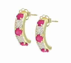 10k Gold Red Yellow Ruby Diamond Earringsgold 
