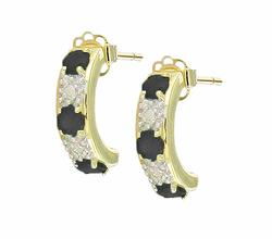 10k Yellow Gold Blue Sapphire Hoop Diamond Earringsyellow 
