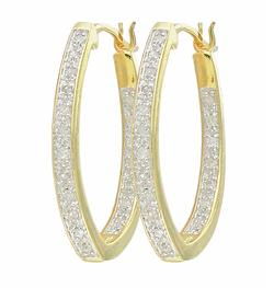 10k Yellow Gold Hoop Diamond Earringsyellow 