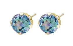 10k Yellow Gold Blue Topaz Earringsyellow 