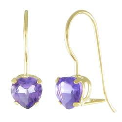 10k Yellow Gold Amethyst Heart Shaped Earringsyellow 