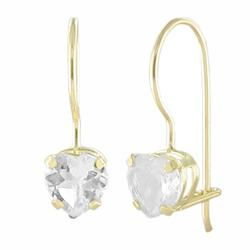 10k Yellow Gold Aquamarine Heart Shaped Earringsyellow 