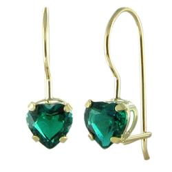 10k Yellow Gold Emerald Heart Shaped Earringsyellow 