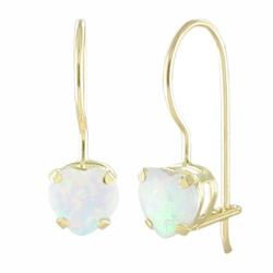10k Yellow Gold Opal Heart Shaped Earringsyellow 