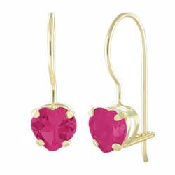 10k Yellow Gold Ruby Heart Shaped Earringsyellow 