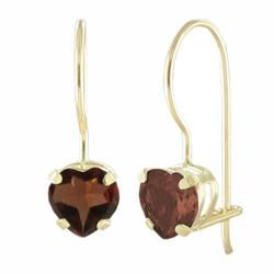 10k Yellow Gold Garnet Heart Shaped Earringsyellow 