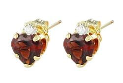 10k Yellow Gold Garnet Cubic Zirconia Earringsyellow 