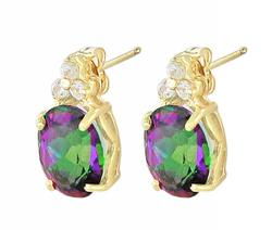 10k Yellow Gold Topaz Diamond Earringsyellow 