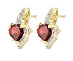10k Yellow Gold Garnet Diamond Earringsyellow 