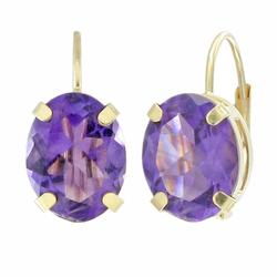10k Yellow Gold Amethyst Hoop Earringsyellow 