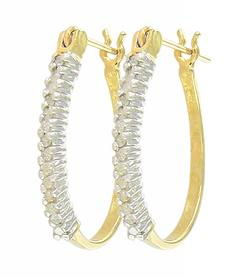 10k Yellow Gold Hoop Diamond Earringsyellow 