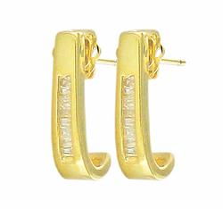 10k Yellow Gold Hoop Diamond Earringsyellow 