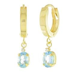 10k Yellow Gold Blue Topaz Hoop Earringsyellow 