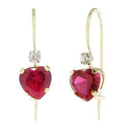 10k Yellow Gold Ruby Cubic Zirconia Earringsyellow 