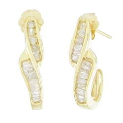10k Yellow Gold Hoop Diamond Earringsyellow 