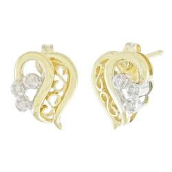 14k Yellow Gold Heart Shaped Diamond Earringsyellow 