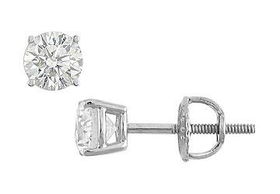 14K White Gold : Round Diamond Stud Earrings  0.50 CT. TW.white 