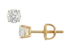 14K Yellow Gold : Round Diamond Stud Earrings  0.33 CT. TW.yellow 