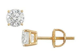 14K Yellow Gold : Round Diamond Stud Earrings  0.75 CT. TW.yellow 