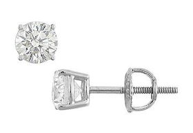 18K White Gold : Round Diamond Stud Earrings  0.75 CT. TW.white 