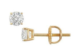 18K Yellow Gold : Round Diamond Stud Earrings  0.25 CT. TW.yellow 