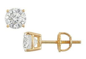 18K Yellow Gold : Round Diamond Stud Earrings  1.50 CT. TW.yellow 