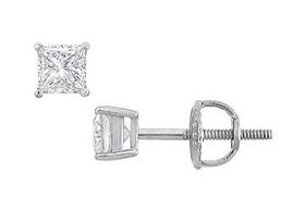 14K White Gold : Princess Cut Diamond Stud Earrings  0.33 CT. TW.white 