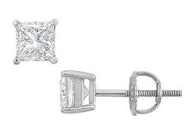 14K White Gold : Princess Cut Diamond Stud Earrings  1.00 CT. TW.white 