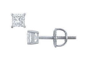 Platinum : Princess Cut Diamond Stud Earrings  0.25 CT. TW.platinum 