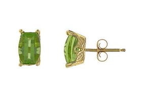 Peridot Earrings : 14K Yellow Gold - 1.00 CT TGWperidot 