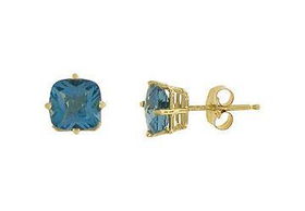 Blue Topaz Earrings : 14K Yellow Gold - 1.25 CT TGWblue 
