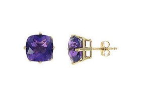 Amethyst Earrings : 14K Yellow Gold - 2.00 CT TGWamethyst 