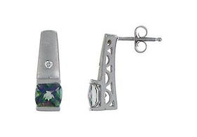 Mystic Topaz and Diamond Earring : 14K White Gold - 1.00 CT TGWmystic 