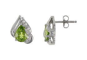 Peridot and Diamond Earrings : 14K White Gold - 1.50 CT TGWperidot 