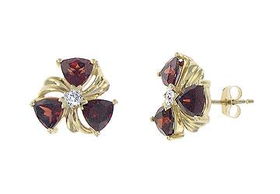 Garnet and Diamond Earrings : 14K Yellow Gold - 2.00 CT TGWgarnet 