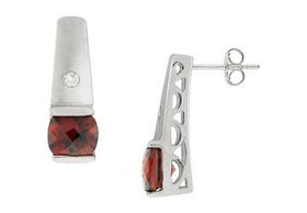Garnet and Diamond Earrings : 14K White Gold - 2.00 CT TGWgarnet 