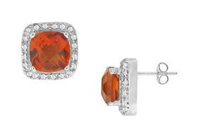 Citrine and Diamond Earrings : 14K White Gold - 2.50 CT TGWcitrine 