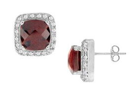 Garnet and Diamond Earrings : 14K White Gold - 3.00 CT TGWgarnet 
