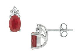 Ruby and Diamond Earrings : 14K White Gold - 1.00 CT TGWruby 