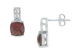 Garnet and Diamond Earrings : 14K White Gold - 1.75 CT TGWgarnet 
