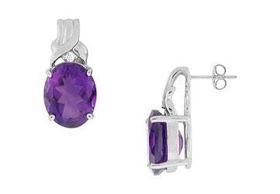 Amethyst and Diamond Earrings : 14K White Gold - 3.00 CT TGWamethyst 