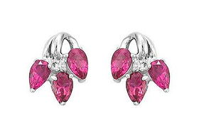 Pink Tourmaline and Diamond Earrings : 14K White Gold - 1.00 CT TGWpink 
