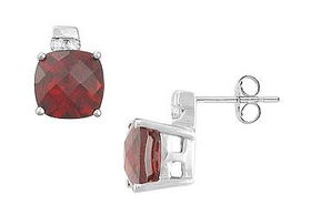 Garnet and Diamond Earrings : 14K White Gold - 3.00 CT TGWgarnet 
